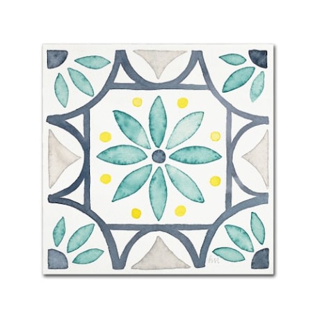 Laura Marshall 'Garden Getaway Tile VIII White' Canvas Art,14x14